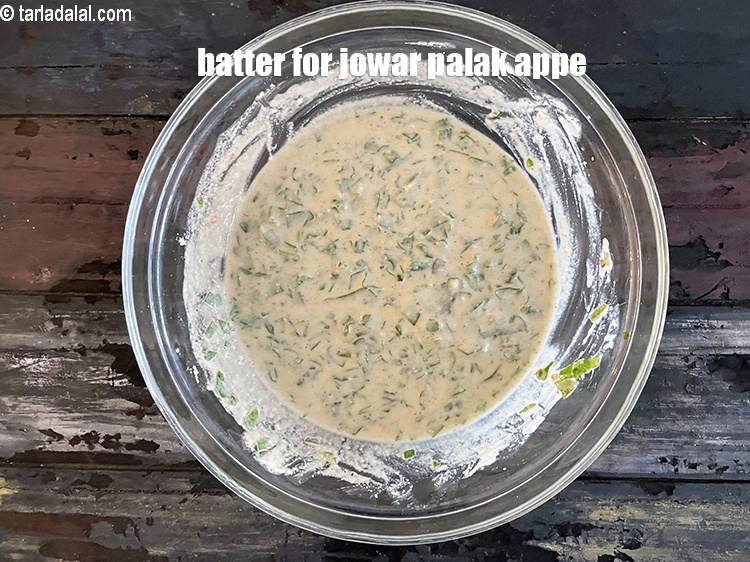 Step 10 – Batter for jowar palak appe.
