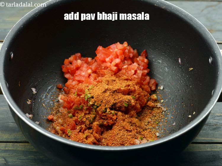 Step 15 – Add 1 tbsp&nbsp;<a href="https://www.tarladalal.com/glossary-pav-bhaji-masala-298i">pav bhaji masala</a>.