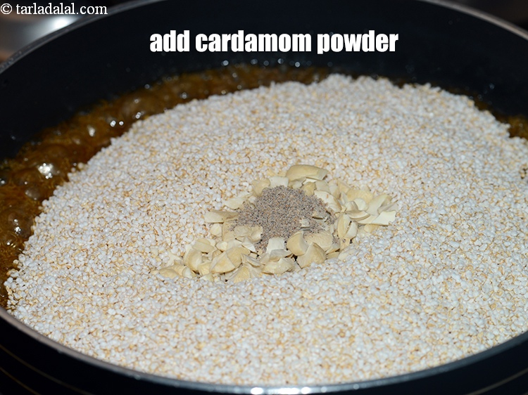 Step 12 – Add &frac12; tsp <a href="https://www.tarladalal.com/glossary-cardamom-powder-elaichi-powder-265i">cardamom (elaichi) powder</a>.