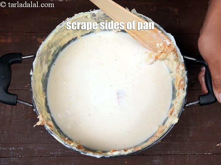 Step 12 – Scrape the sides of the pan.