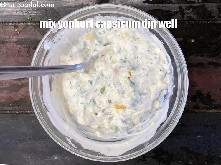 Step 18 – Mix <strong>yoghurt capsicum dip</strong>&nbsp;well.