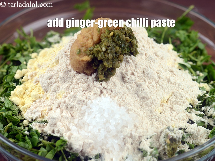 Step 10 – Add 1 tbsp <a href="https://www.tarladalal.com/glossary-ginger-green-chilli-paste-adrak-mirch-ki-paste-adrak-mirchi-paste-139i">ginger-green chilli paste</a>.
