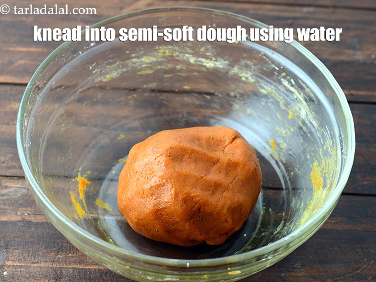 Step 10 – Knead into a&nbsp;semi-soft dough using water.&nbsp;