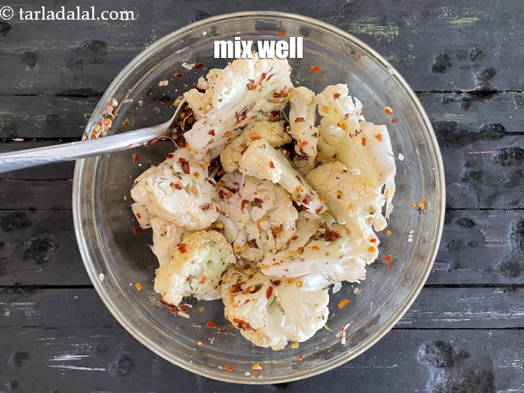 Step 12 – Mix well. Your <strong>marinated</strong>&nbsp;<strong>cauliflower&nbsp;</strong>is ready.