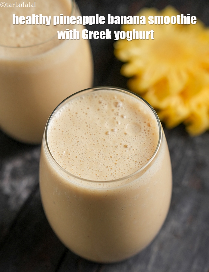 Step 12 – Serve <strong>pineapple banana smoothie | healthy&nbsp;pineapple banana smoothie with Greek yoghurt&nbsp;| no honey Indian pineapple …