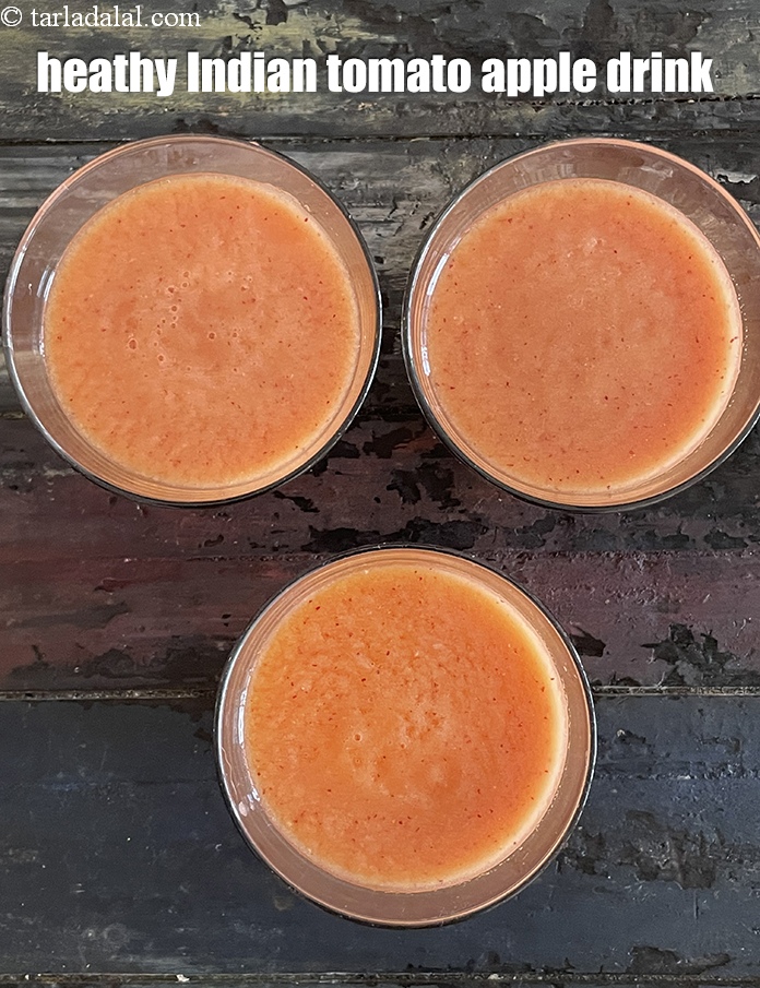 स्टेप 22 – टमाटर सेब पेय तुरंत परोसें।