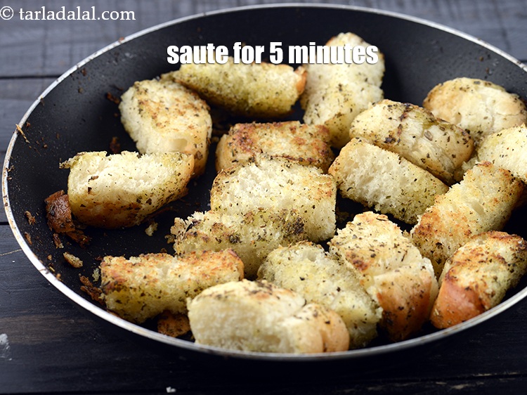 Step 10 – Saute on medium flame for 5 minutes, while stirring occasionally, till crisp. Stir it gently …