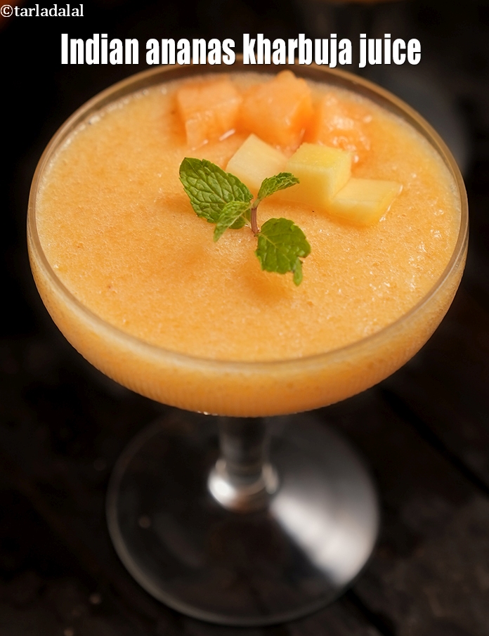Step 19 – Serve&nbsp;<strong>muskmelon pineapple juice | Indian&nbsp;Ananas&nbsp;kharbuja juice | healthy&nbsp;pineapple&nbsp;muskmelon with ginger |&nbsp;</strong>immediately.