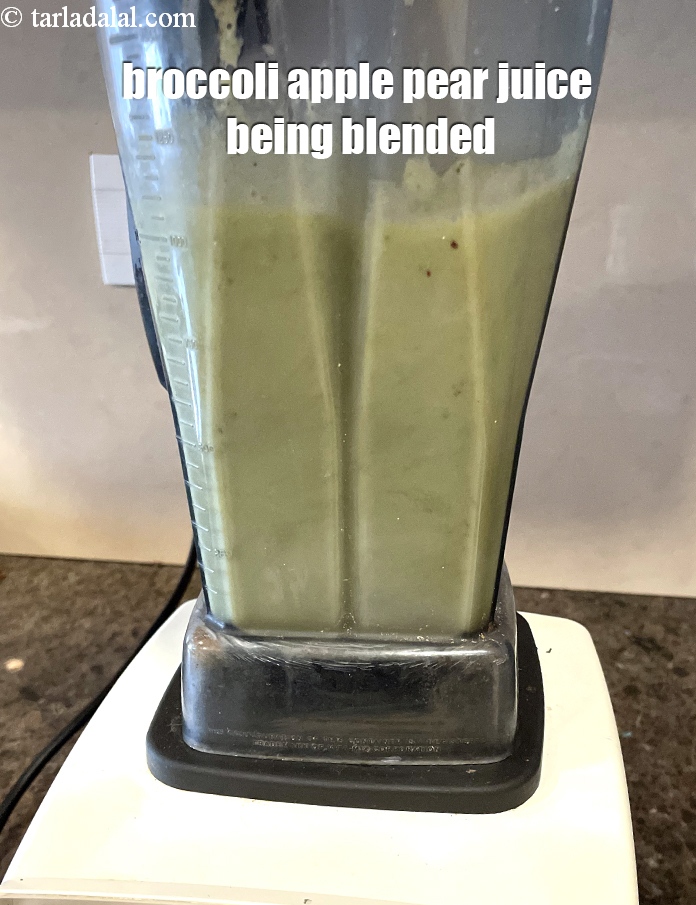 Step 12 – Our broccoli apple pear juice being blended.