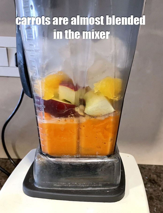 Step 13 – Image of carrots getting blended.