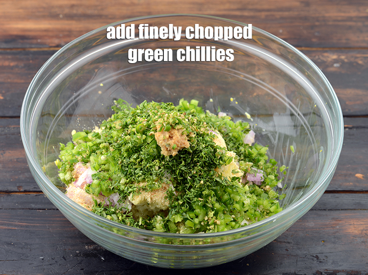 Step 10 – Add 2 tsp&nbsp;finely&nbsp;<a href="https://www.tarladalal.com/glossary-chopped-green-chilli-820i">chopped green chillies</a>.<br /> .&nbsp;