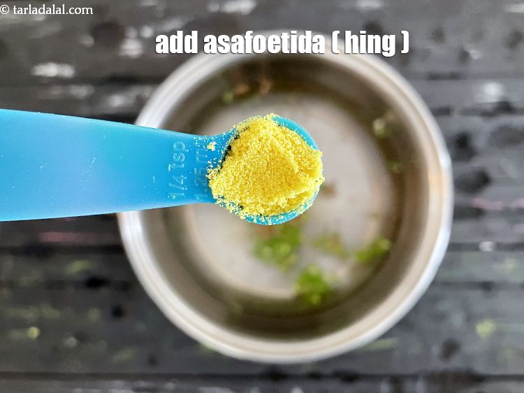 Step 17 – Add&nbsp;<meta charset="UTF-8" />1/4 tsp&nbsp;<a href="glossary-asafoetida-hing-113i">asafoetida (hing)</a>.