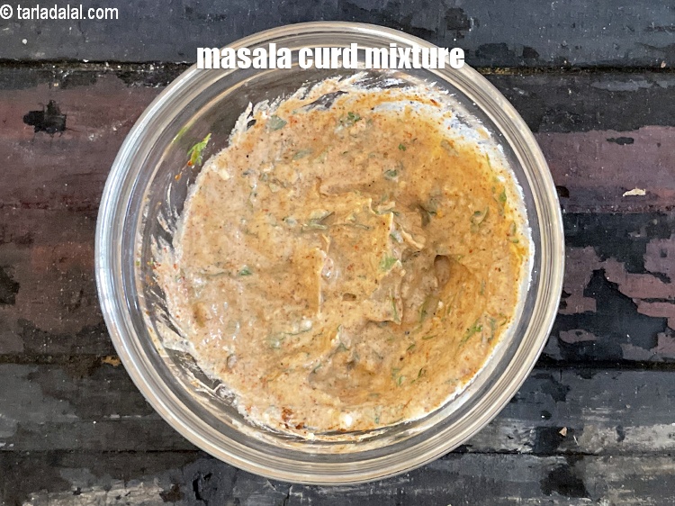 Step 21 – masala curd mixture for masaledar arbi.
