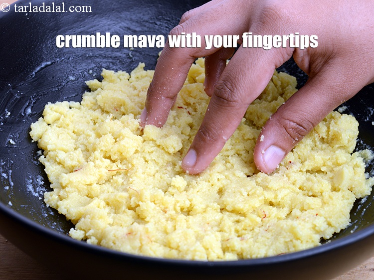 Step 10 – Crumble the mava with your fingertips.