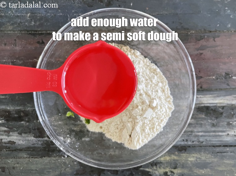 Step 11 – Use &nbsp;enough water to make a semi stiff dough. We added 1/4th cup plus 4 …