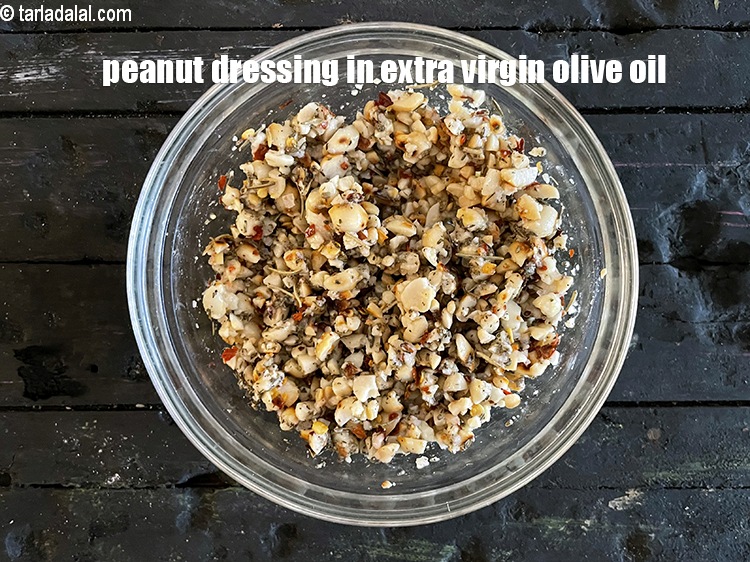Step 22 – Peanut dressing in extra virgin olive oil.