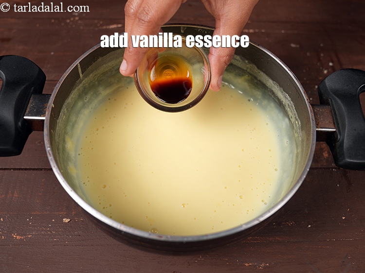 Step 10 – Add &frac12; tsp vanilla extract or <a href="https://www.tarladalal.com/glossary-vanilla-essence-406i">vanilla essence</a>.