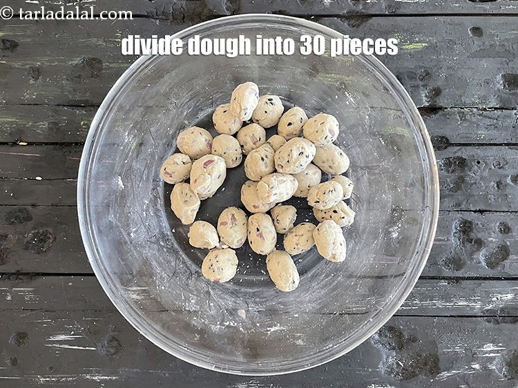 Step 11 – Divide the dough into 30 equal portions.