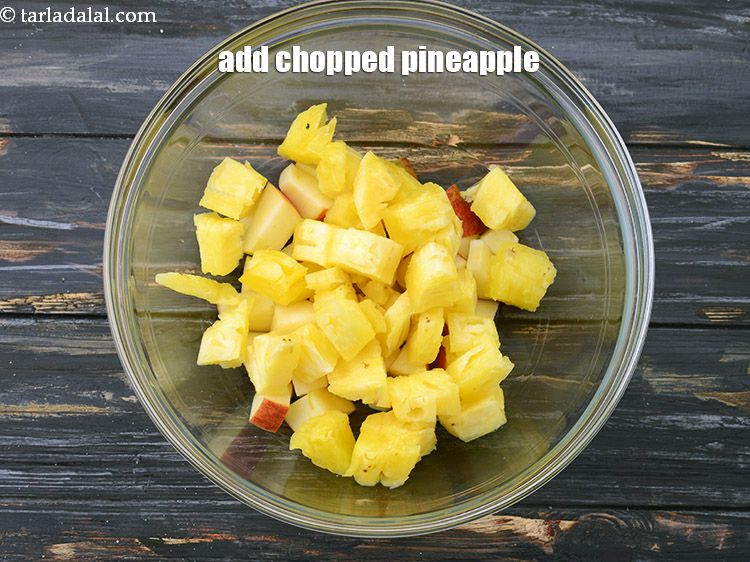 Step 10 – Add 1 cup&nbsp;<a href="https://www.tarladalal.com/glossary-chopped-pineapple-89i">chopped pineapple</a>.&nbsp;Packed with&nbsp;<a href="https://www.tarladalal.com/recipes-for-Vitamin-C-Rich-Indian-Recipes-804" target="_blank">vitamin C</a>&nbsp;(64.7 mg / cup),&nbsp;<a href="https://www.tarladalal.com/recipes-using-pineapple-88">pineapple</a>&nbsp;is one such …
