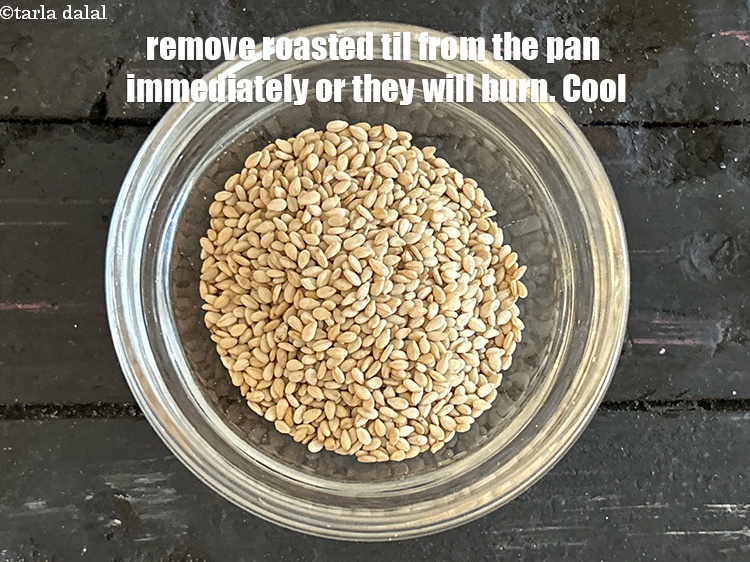 Step 10 – <meta charset="UTF-8" /> Remove&nbsp;<strong>roasted til</strong>&nbsp;from pan immediately or they will burn. Cool.&nbsp; &nbsp;