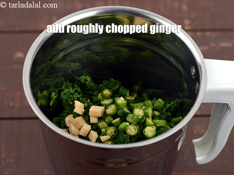 Step 10 – Add 1 tsp roughly&nbsp;<a href="https://www.tarladalal.com/glossary-chopped-ginger-786i">chopped ginger (adrak)</a>.