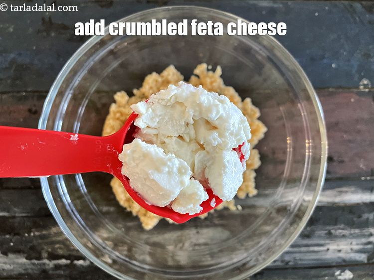 Step 18 – Add&nbsp;1/4 cup&nbsp;<a href="https://tarladalal.com/glossary-crumbled-feta-cheese-2100i">crumbled feta cheese</a>.
