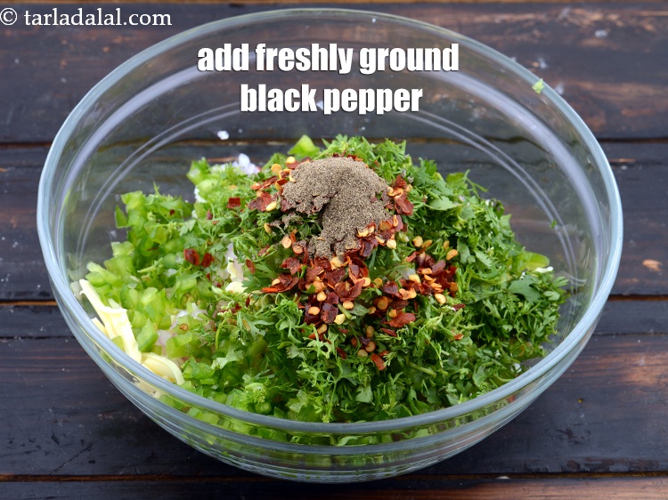 Step 10 – Add 1/2 tsp&nbsp;<a href="https://www.tarladalal.com/glossary-freshly-ground-black-pepper-kalimirch-powder-kali-mirch-ka-powder-567i">freshly ground black pepper (kalimirch)</a>.