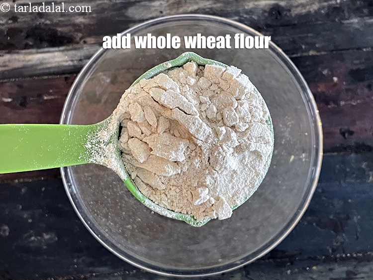 Step 10 – Add&nbsp;<meta charset="UTF-8" />1/2 cup&nbsp;<a href="glossary-whole-wheat-flour-gehun-ka-atta-gehun-ka-aata-429i">whole wheat flour (gehun ka atta)</a>.