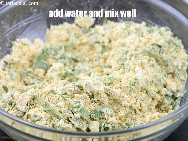 Step 10 – Add &frac14; cup water and mix well.