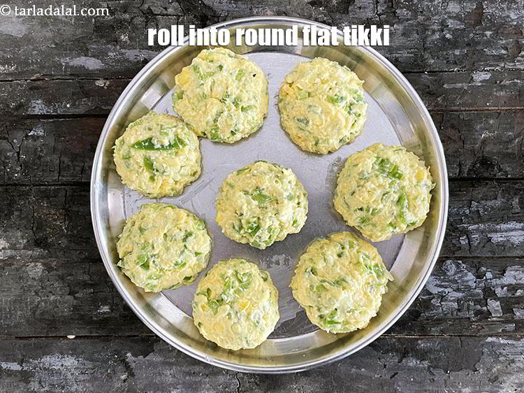 Step 16 – Roll each portion into a round flat tikki.