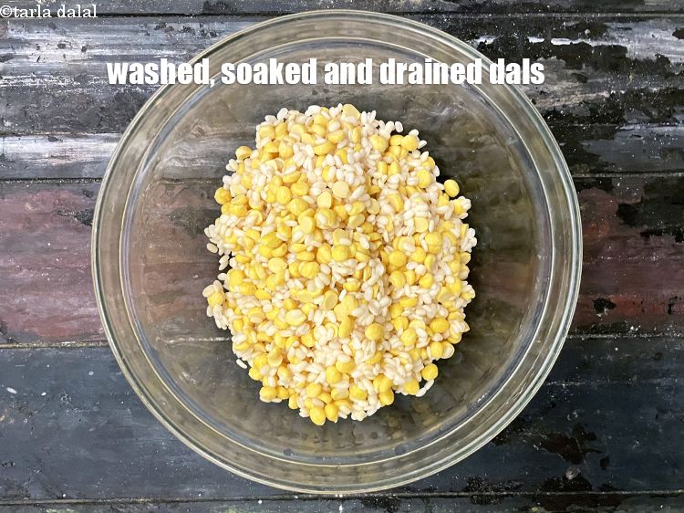Step 11 – Washed, soaked and drained dals.