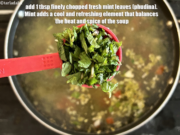 Step 16 – Add&nbsp;<meta charset="UTF-8" />1 tbsp&nbsp;finely chopped fresh&nbsp;<a href="glossary-mint-leaves-pudina-phudina-521i">mint leaves (phudina)</a>. &nbsp;Mint adds a cool and refreshing …