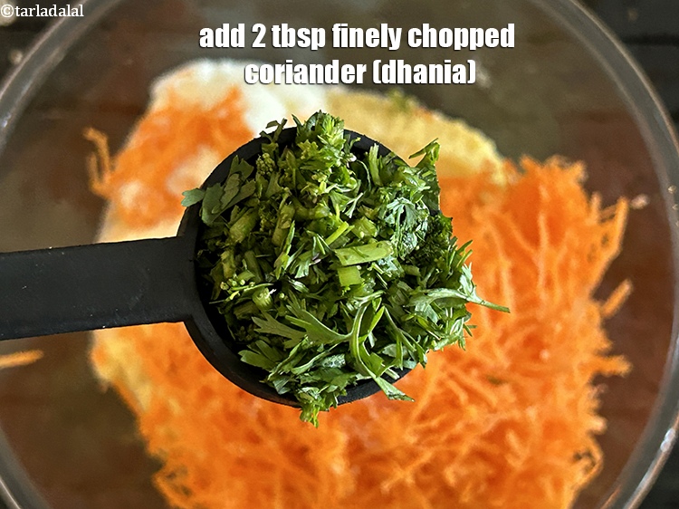 Step 18 – Add&nbsp;2 tbsp&nbsp;finely&nbsp;<a href="https://www.tarladalal.com/glossary-chopped-coriander-783i">chopped coriander (dhania)</a>.