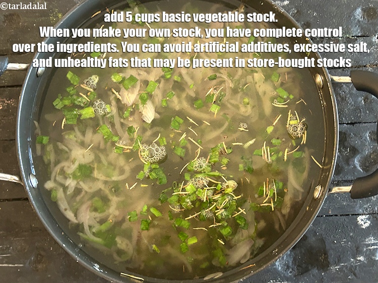 Step 12 – Add <strong>5 cups </strong><a href="basic-vegetable-stock-38556r">basic vegetable stock</a>.&nbsp;<strong>When you make your own stock, you have complete …