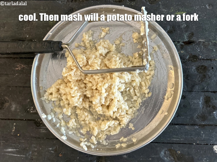 Step 11 – Cool. Then mash will a potato masher or a fork.