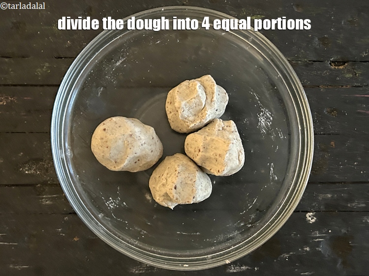 Step 11 – Divide the dough into 4&nbsp;equal portions.
