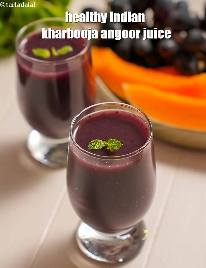 Step 13 – Serve <strong>melon and black grape juice | cantaloupe grape juice | healthy Indian kharbooja angoor …