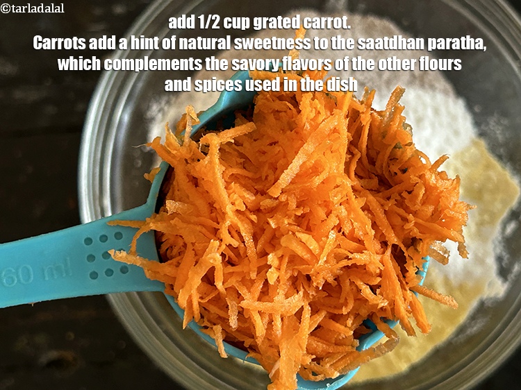 Step 11 – Add&nbsp;<meta charset="UTF-8" />1/2 cup&nbsp;<a href="glossary-grated-carrot-816i">grated carrot</a>.&nbsp;Carrots add a hint of natural sweetness to the saatdhan …