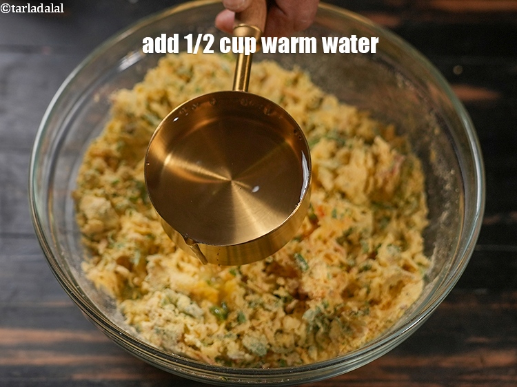 Step 11 – Add 1/2 cup warm water.
