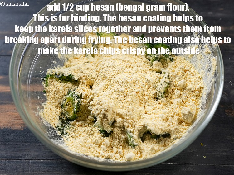 Step 11 – Then to make<strong> karela chips recipe | bitter gourd chips | how to make crispy …