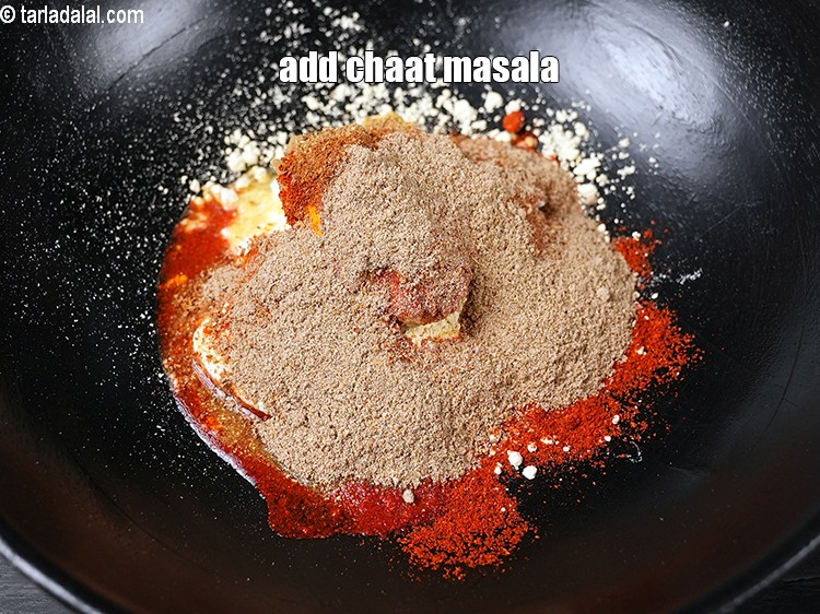 Step 12 – Add 2 tsp&nbsp;<a href="https://www.tarladalal.com/glossary-chaat-masala-300i">chaat masala</a>.