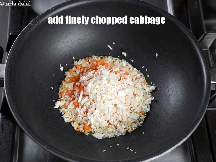 Step 16 – Add &frac14; cup finely chopped&nbsp;cabbage.