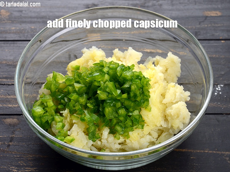 Step 12 – Add &frac12; cup finely chopped capsicum.