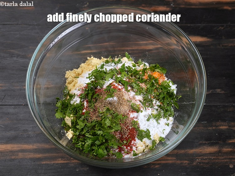 Step 11 – Add 2 tbsp finely&nbsp;<a href="https://www.tarladalal.com/glossary-chopped-coriander-783i">chopped coriander (dhania)</a>.