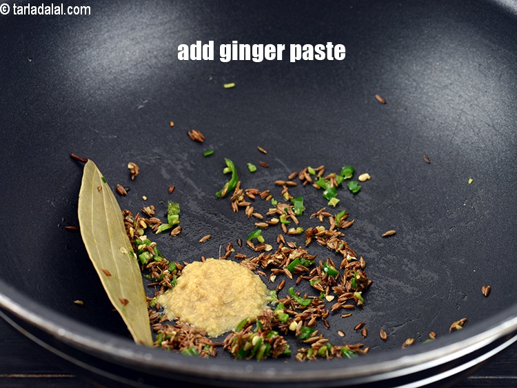 Step 11 – Add &frac12; tsp <a href="https://www.tarladalal.com/glossary-ginger-paste-adrak-ki-paste-457i">ginger (adrak) paste</a>.