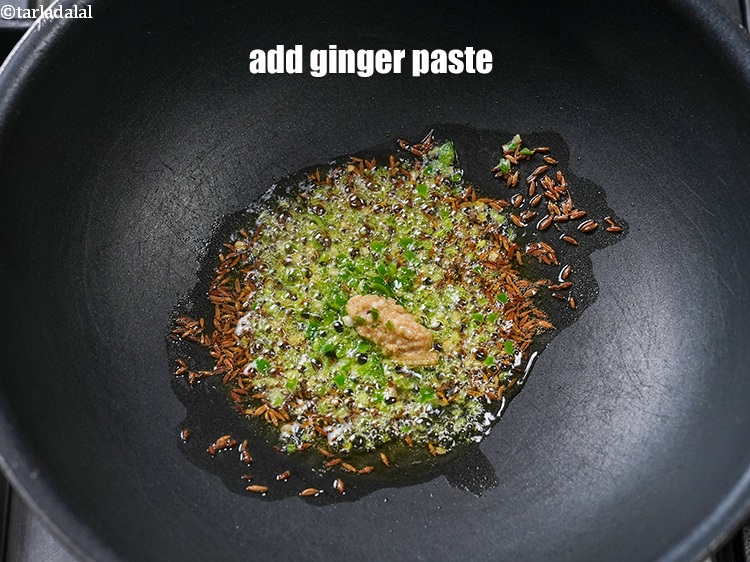 Step 11 – Add &frac12; tsp&nbsp;<a href="https://www.tarladalal.com/glossary-ginger-paste-adrak-ki-paste-457i">ginger (adrak) paste</a>.