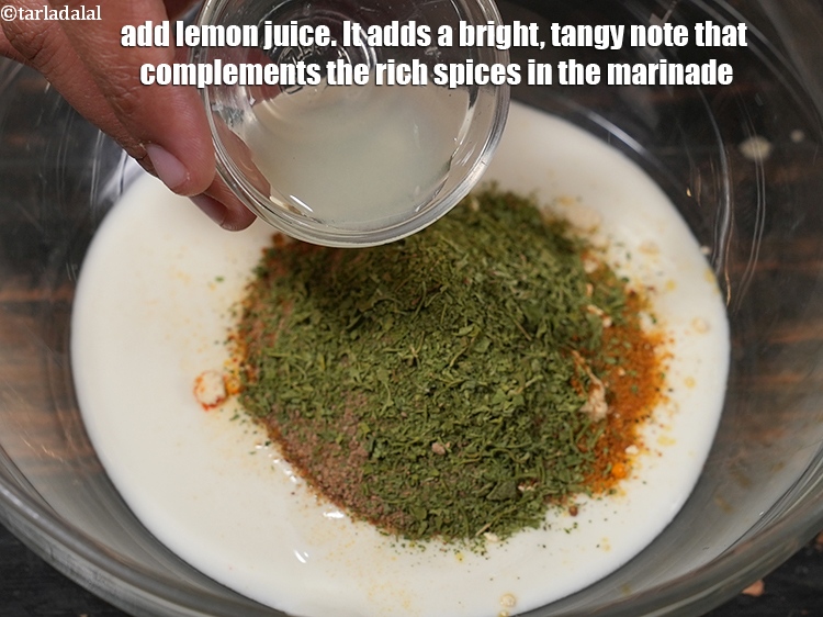 Step 11 – Add &frac12; tsp <a href="https://www.tarladalal.com/glossary-lemon-juice-numbi-ka-ras-nimbu-ka-juice-471i">lemon juice</a>. It adds a bright, tangy note that complements the …