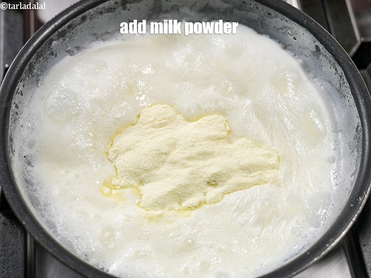 Step 11 – Add &frac14; cup milk powder.