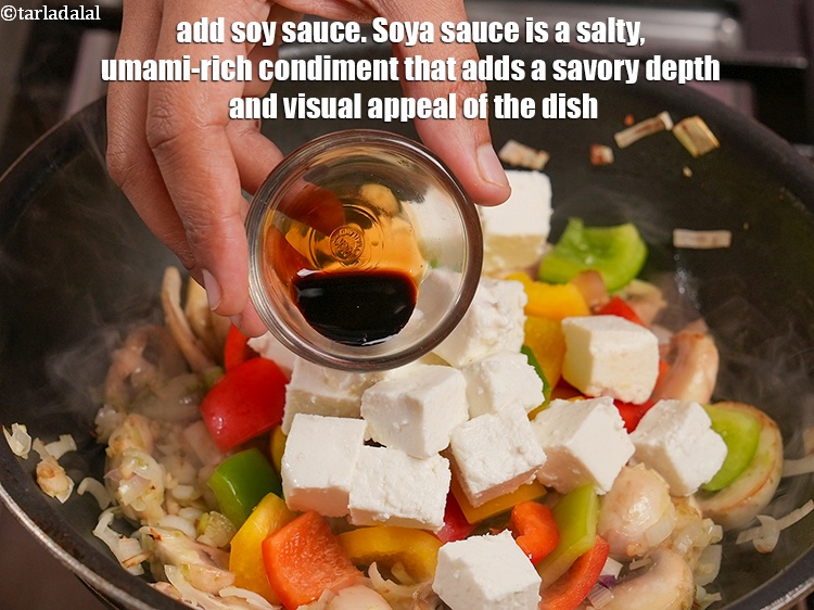 Step 11 – Add 1 tsp <a href="https://www.tarladalal.com/glossary-soy-sauce-soya-sauce-864i">soy sauce</a>. Soya sauce is a salty, umami-rich condiment that adds …