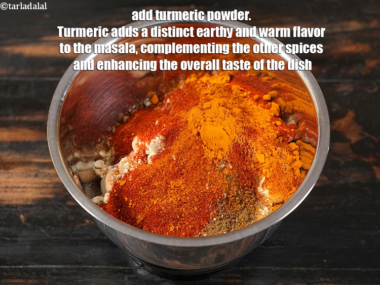 Step 11 – Add &frac12; tsp <a href="https://www.tarladalal.com/glossary-turmeric-powder-haldi-645i">turmeric powder (haldi)</a>. Turmeric adds a distinct earthy and warm flavor …